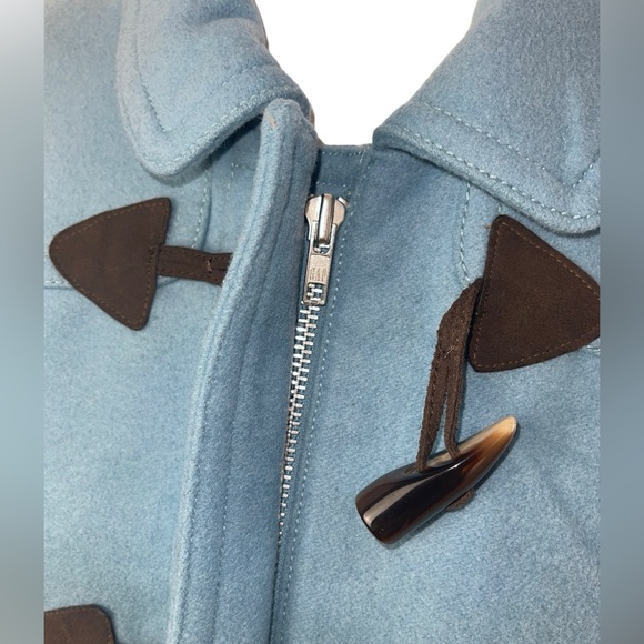 Gap Light Blue Wool Blend Pea Coat with front zip and toggle closure. - Picture 6 of 12